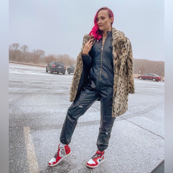 NWT Nike Jordan Women’s Faux Leather Jumpsuit Flight Suit Runway Collection - Picture 5 of 10